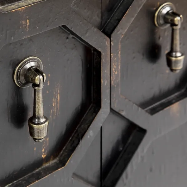 Cabinets & Sideboards-Kirkland's Home Laini Distressed Modern Carved Cabinet Black