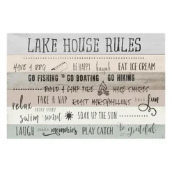 Wall Quotes & Signs-Kirkland's Home Lake House Rules Giclee Canvas Art Print Gray