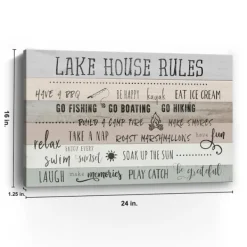 Wall Quotes & Signs-Kirkland's Home Lake House Rules Giclee Canvas Art Print Gray