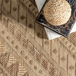 Outdoor Rugs-Kirkland's Home Landy Aztec Outdoor Rug, 5X8 Tan