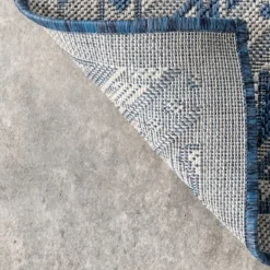 Outdoor Rugs-Kirkland's Home Landy Blue Aztec Outdoor Rug, 8X10 Blue/Gray