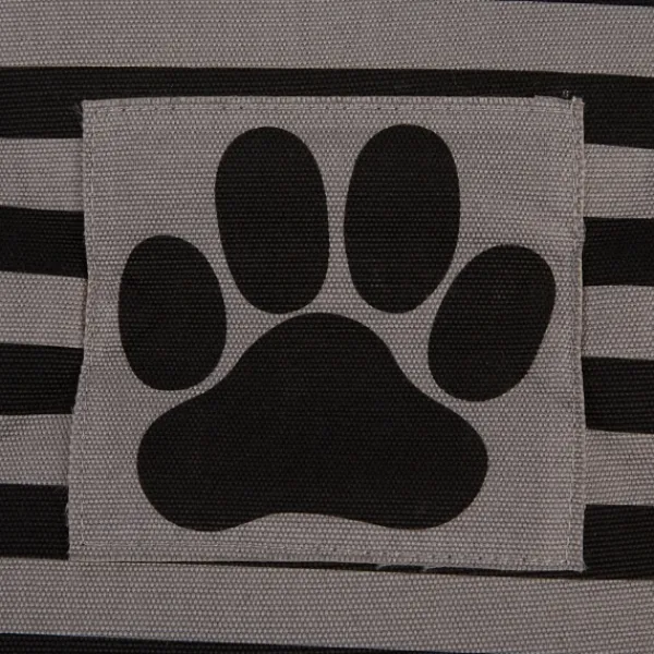 Baskets & Boxes-Kirkland's Home Large Black Paw Patch Stripe Round Pet Basket Black/Gray