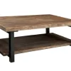 Coffee Tables-Kirkland's Home Large Brown Pine Wood And Metal Coffee Table Tan