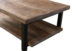 Coffee Tables-Kirkland's Home Large Brown Pine Wood And Metal Coffee Table Tan