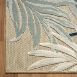 Outdoor Rugs-Kirkland's Home Large Print Tropical Leaf Outdoor Area Rug, 5X7 Tan/Green