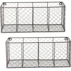 Wall Storage-Kirkland's Home Large Wall Hanging Chicken Wire Baskets, Set Of 2
