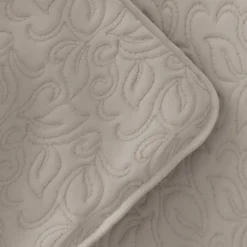 Quilts-Kirkland's Home Latte Floral Stitch 3-Pc. Queen Quilt Set Tan