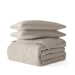 Quilts-Kirkland's Home Latte Floral Stitch 2-Pc. Twin Quilt Set Tan