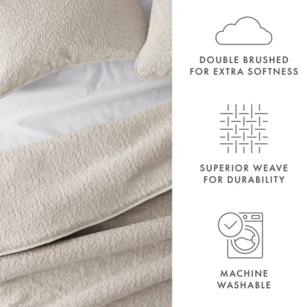 Quilts-Kirkland's Home Latte Floral Stitch 2-Pc. Twin Quilt Set Tan