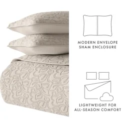 Quilts-Kirkland's Home Latte Floral Stitch 2-Pc. Twin Quilt Set Tan