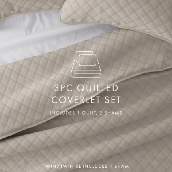 Quilts-Kirkland's Home Latte Stitched Diamond 2-Pc. Twin Quilt Set Tan