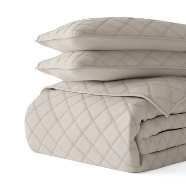 Quilts-Kirkland's Home Latte Stitched Diamond 3-Pc. King Quilt Set Tan