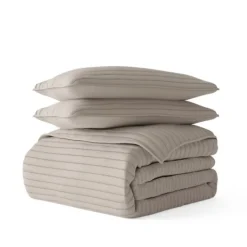 Quilts-Kirkland's Home Latte Stitched Stripes 2-Pc. Twin Quilt Set Gray