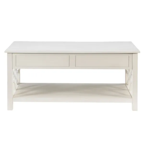 Coffee Tables-Kirkland's Home Lattice Raised Top Storage Coffee Table White