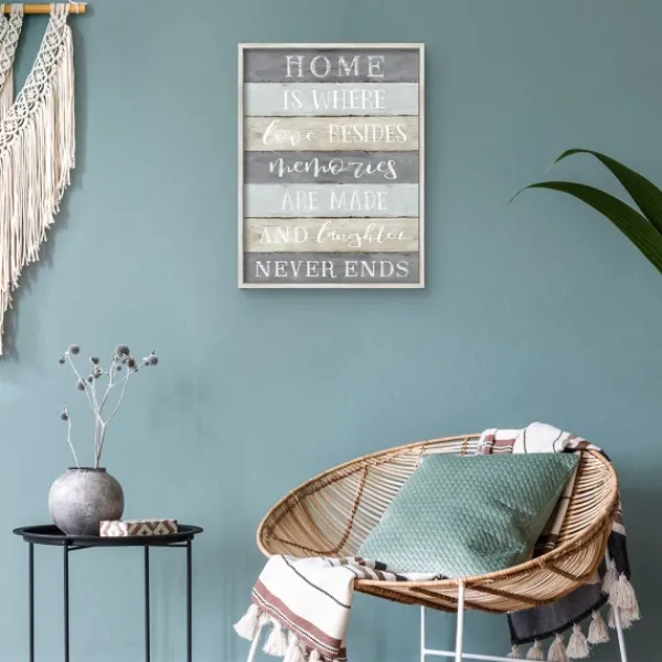 Wall Quotes & Signs-Kirkland's Home Laughter Never Ends Framed Canvas Art Print Blue/Green