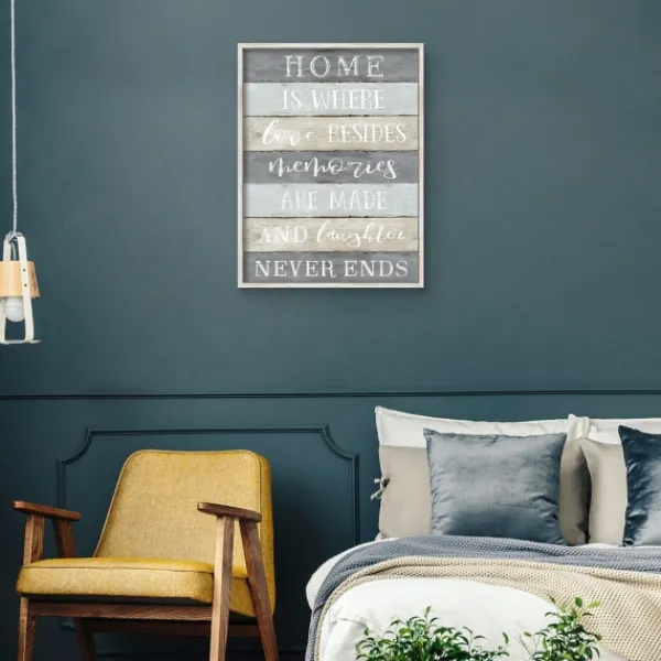 Wall Quotes & Signs-Kirkland's Home Laughter Never Ends Framed Canvas Art Print Blue/Green