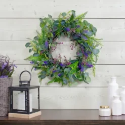 Wreaths-Kirkland's Home Lavender And Catnip Wild Floral Wreath Green/Purple