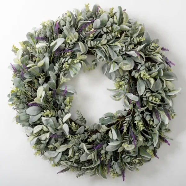 Wreaths-Kirkland's Home Lavender And Lamb'S Ear Wreath Green/Purple