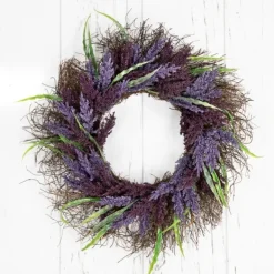 Wreaths-Kirkland's Home Lavender Leaf Spiral Wreath Purple/Green