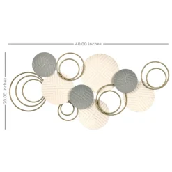 Wall Plaques-Kirkland's Home Layered Herringbone Plates Wall Plaque Gray/White/Gold