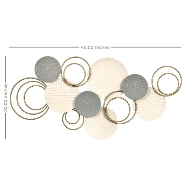 Wall Plaques-Kirkland's Home Layered Herringbone Plates Wall Plaque Gray/White/Gold
