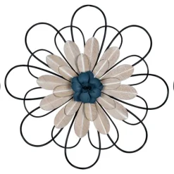 Wall Plaques-Kirkland's Home Layered Metal & Wood Flower Wall Plaques, Set Of 3 Black/Tan}Multi