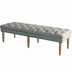 Benches & Ottomans-Kirkland's Home Layla Button Tufted Bench Gray