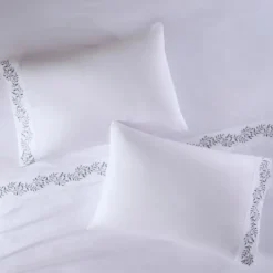 Bed Sheets-Kirkland's Home Leafy Vine Hem Microfiber 4-Pc. Queen Sheet Set White/Green