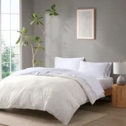 Bed Sheets-Kirkland's Home Leafy Vine Hem Microfiber 4-Pc. King Sheet Set White/Green