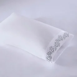 Bed Sheets-Kirkland's Home Leafy Vine Hem Microfiber 4-Pc. King Sheet Set White/Green