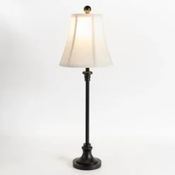Buffet Lamps-Kirkland's Home Leah Black Candlestick Buffet Lamp White