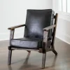 Accent Chairs-Kirkland's Home Leather And Wood Accent Chair Black