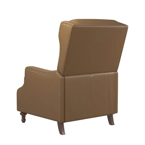 Accent Chairs-Kirkland's Home Leather Nailhead Trim Classic Recliner Brown