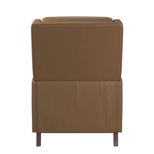 Accent Chairs-Kirkland's Home Leather Nailhead Trim Classic Recliner Brown