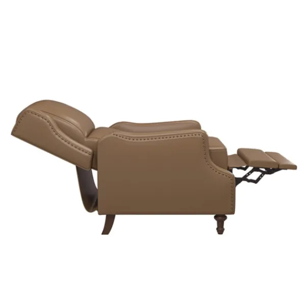 Accent Chairs-Kirkland's Home Leather Nailhead Trim Classic Recliner Brown