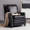 Accent Chairs-Kirkland's Home Leather Nailhead Trim Recliner Black