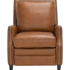 Accent Chairs-Kirkland's Home Leather Nailhead Trim Recliner Brown