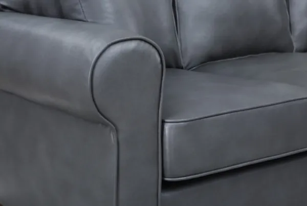 Sofas & Loveseats-Kirkland's Home Leather Rolled Arm Sectional Gray