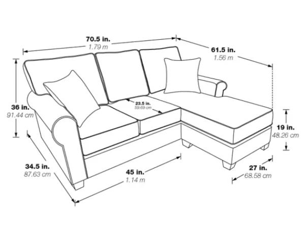 Sofas & Loveseats-Kirkland's Home Leather Rolled Arm Sectional Gray
