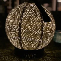 Outdoor Lighting-Kirkland's Home Led Round Light Taupe Outdoor Hanging Lantern Gray