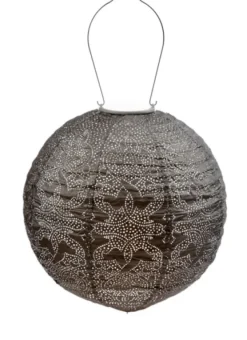 Outdoor Lighting-Kirkland's Home Led Round Taupe Outdoor Hanging Lantern Gray