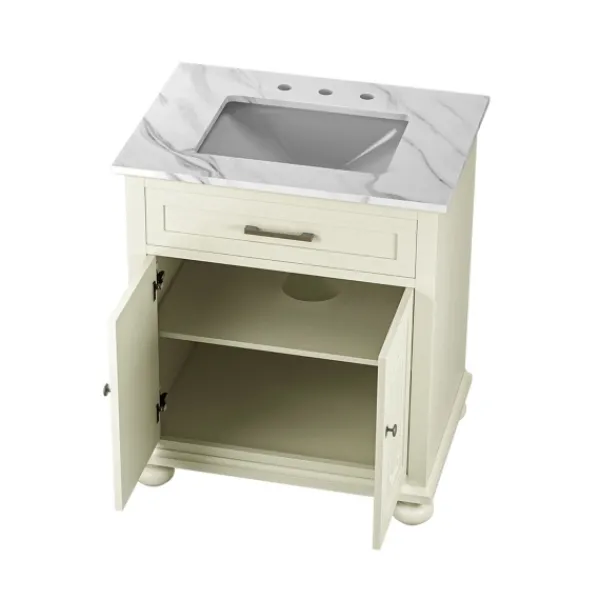 Bathroom Furniture-Kirkland's Home Leonhard Marble Sink Vanity Ivory