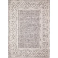Outdoor Rugs-Kirkland's Home Leopard Border Outdoor Area Rug, 5X7 Gray