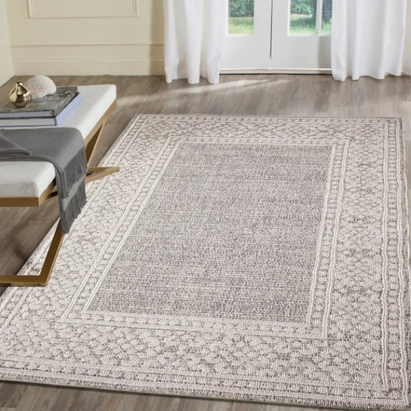 Outdoor Rugs-Kirkland's Home Leopard Border Outdoor Area Rug, 6X9 Gray