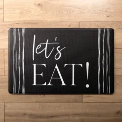 Kitchen & Floor Mats-Kirkland's Home Let'S Eat Monochrome Kitchen Mat Black/White