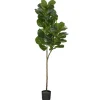 Trees & Topiaries-Kirkland's Home Lifelike Fiddle Leaf Fig In Black Planter, 4.5 Ft.