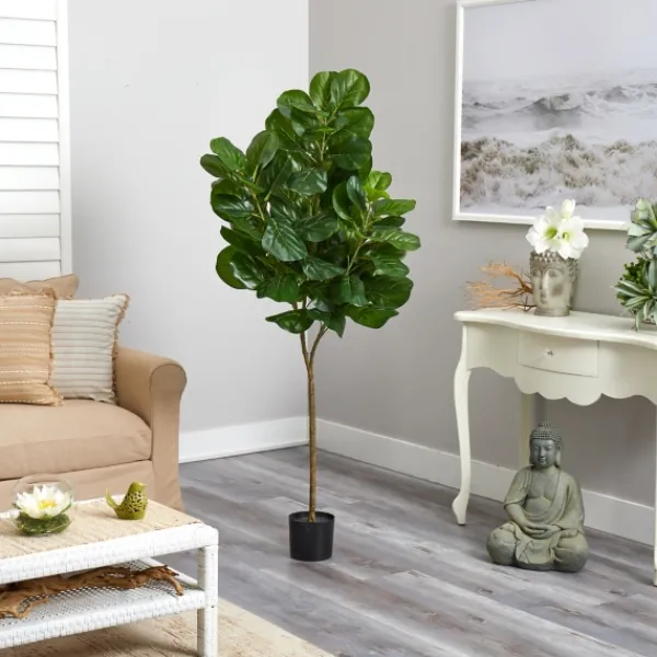 Trees & Topiaries-Kirkland's Home Lifelike Fiddle Leaf Fig In Nursery Planter, 6 Ft.