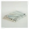 Blankets & Throws-Kirkland's Home Light Blue And Ivory Striped Cotton Throw Blue/Ivory