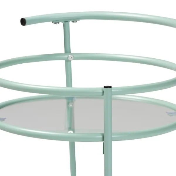 Kitchen Islands & Bar Carts-Kirkland's Home Light Blue Round Metal Bar Cart