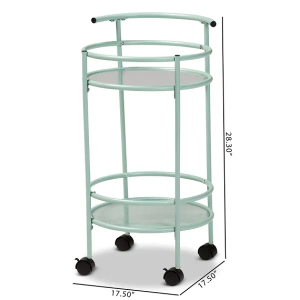 Kitchen Islands & Bar Carts-Kirkland's Home Light Blue Round Metal Bar Cart